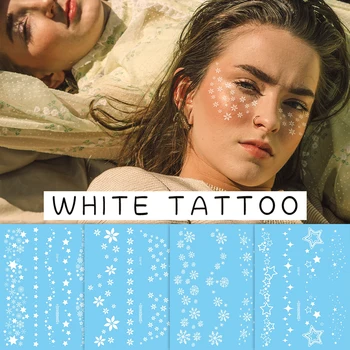 αδιάβροχο προσωρινό τατουάζ το πρόσωπο λαιμό μεταφοράς νερού λευκό τατουάζ χέννα ψεύτικο φεγγάρι αστέρι δαντέλα σχέδια τατουάζ αυτοκόλλητες ετικέττες decal