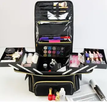 Οι γυναίκες Καλλυντικός Διοργανωτής Φορητό Κομήτη Τσάντα Makeup Make up βαλίτσα 2 στρώματα γυναίκες βαλίτσα ταξιδιού καλλυντική Περίπτωση Τραίνων Makeup
