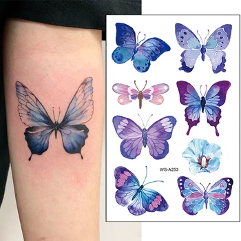 Πεταλούδα Προσωρινά Τατουάζ, Αυτοκόλλητα 3D Πολύχρωμο Αδιάβροχο Σώμα Τέχνης Ψεύτικα Τατουάζ Παιδιά οι Γυναίκες δίνουν το Λαιμό, τον Καρπό της Τέχνης Τατουάζ Αυτοκόλλητο
