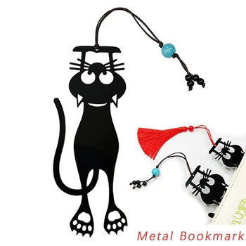 3D Κοίλο Μαύρη Γάτα Σελιδοδείκτη για τα Βιβλία το Χαριτωμένο Μετάλλων Σημάδι Βιβλίων για τα Παιδιά εκπαιδευόμενοι Εκπαιδευτικοί Δώρο Σχολείο Χαρτικών Γραφείων
