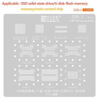 Amaoe SSD1 2 3 BGA Reballing Stencil Template Για DDR NAND SSD ΟΛΟΚΛΗΡΩΜΈΝΟΥ κυκλώματος Μνήμης BGA96/136/152/132/272/316/100/200/345/78/82/102/272/154