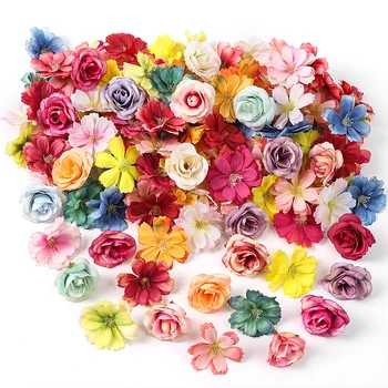 80PC Τεχνητά Άνθη Κεφάλι Αυξήθηκε Δαμάσκηνο Ψεύτικα Λουλούδια Για το Σπίτι Διακόσμηση Γάμου Γάμος Διακόσμηση DIY Νύφη Μαλλιά Στεφάνι Αξεσουάρ