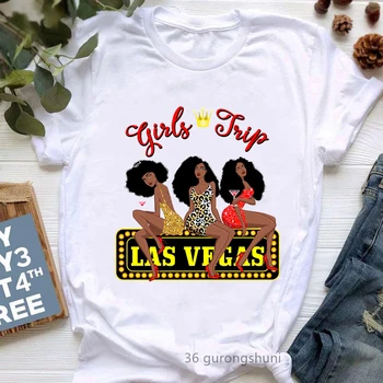 Λας Βέγκας Κορίτσια Ταξίδι Πουκάμισο Γυναικών Γενέθλια Ομάδα Print Μπλούζα Femme Ταξίδια Διακοπές Διακοπές Κορίτσια Tshirt Θηλυκό Harajuku Πουκάμισο